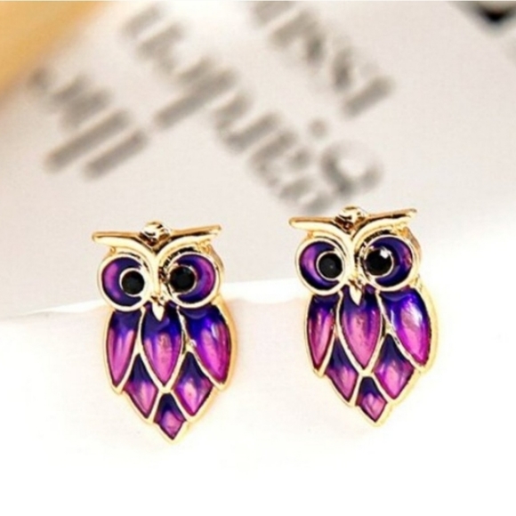 Boho and Indie Jewelry - HP 7.6.21🥰Purple Dainty Owl Stud Earrings